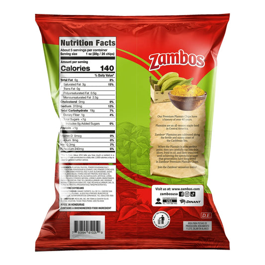 Zambos Premium Chile Limón Plantain Chips, 5.30 oz Bag