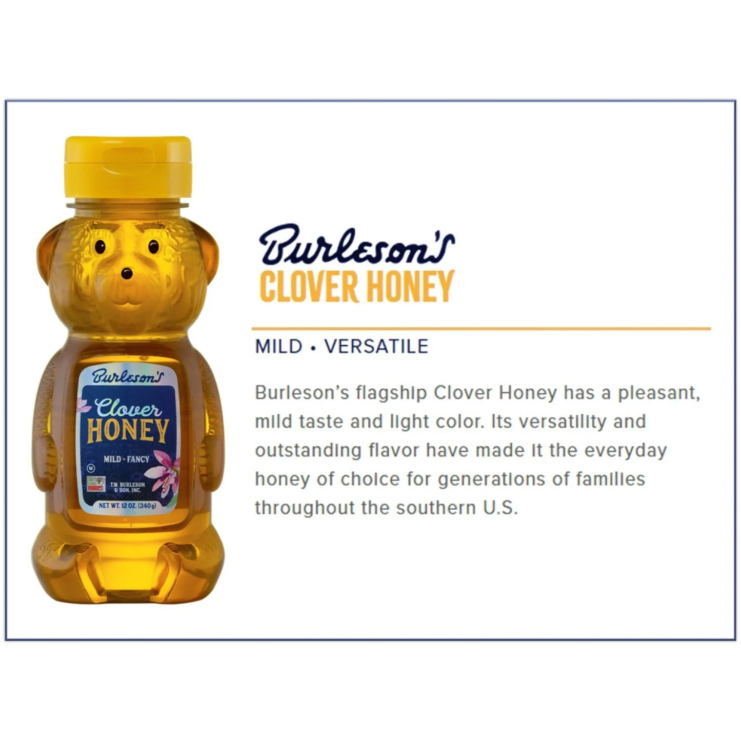 Pure Extra Light Clover Honey (12 oz Squeeze Bottle)