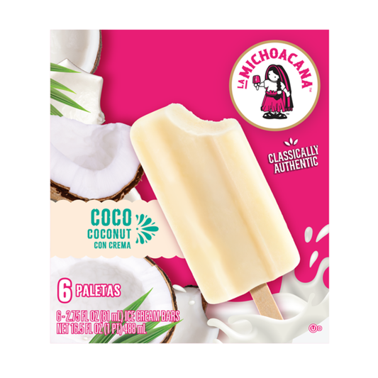 La Michoacana Coconut Ice Cream Bar (Paleta de Coco) 4oz