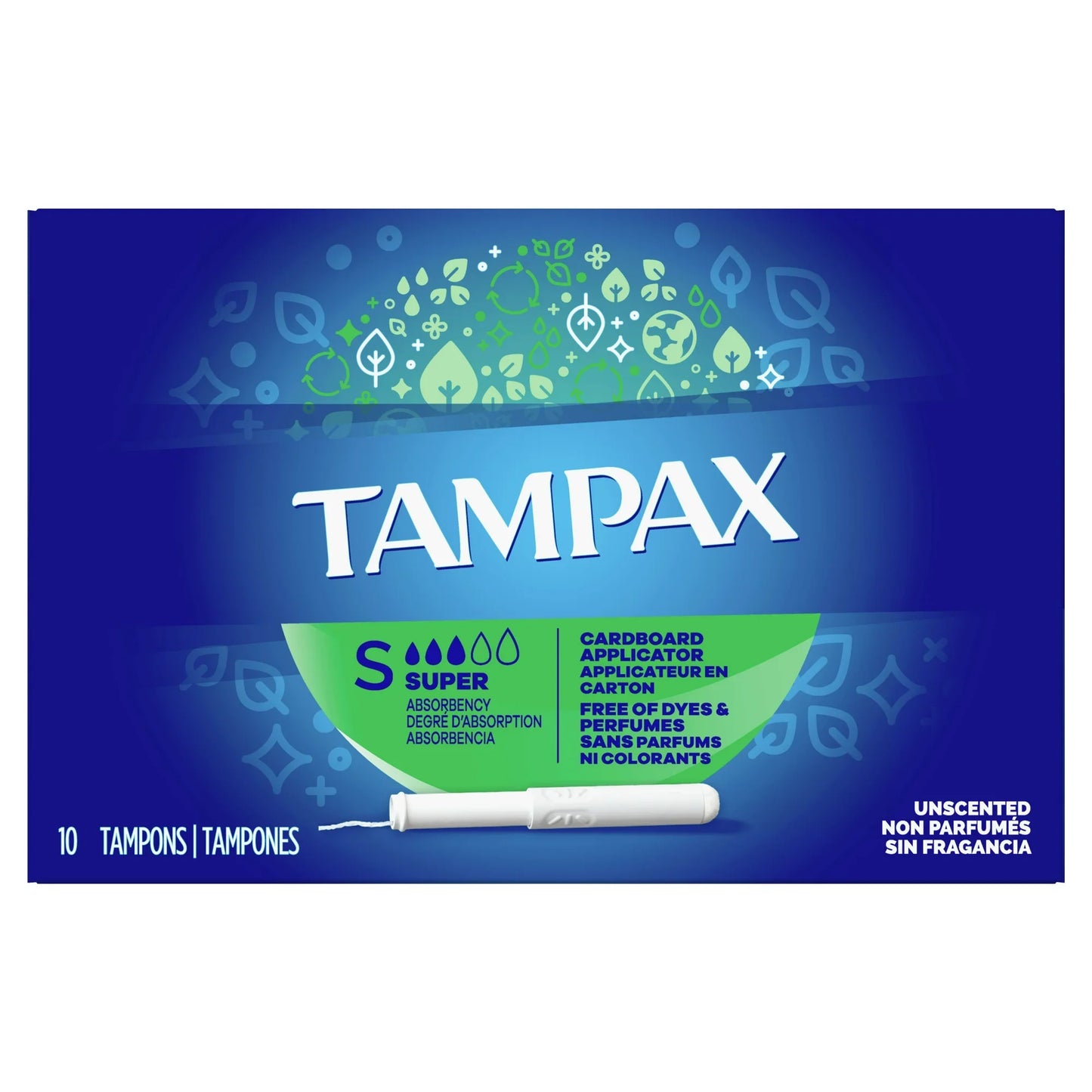 Tampax Cardboard Flushable Tampons, Super Absorbency (10 Count)