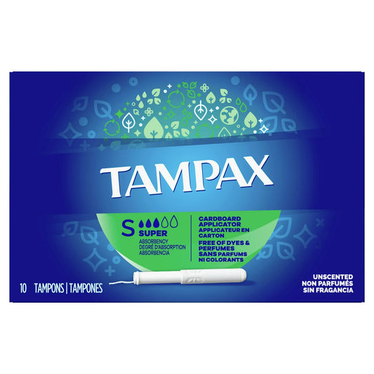 Tampax Cardboard Flushable Tampons, Super Absorbency (10 Count)