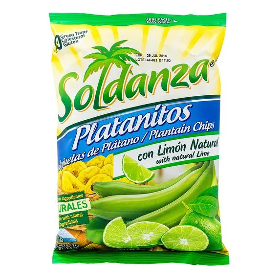 Soldanza Plantain Chips Lemon Flavor (Platanitos con Limón)