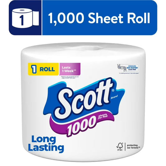 Scott 1000 Sheets Toilet Paper (1 Single Roll)