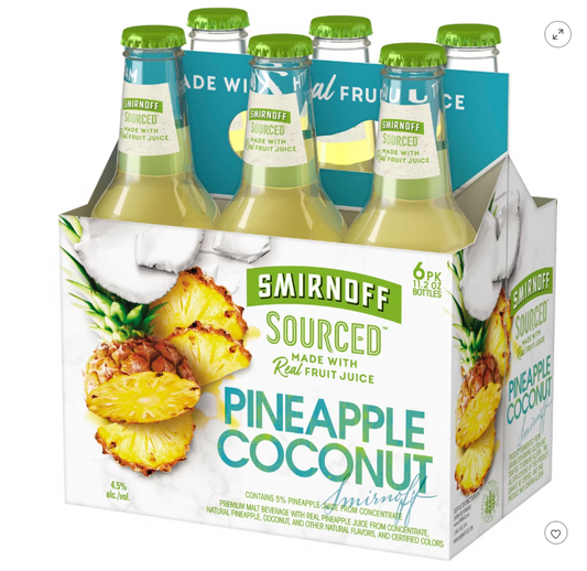 Smirnoff Ice Pineapple Coconut - 6 Pack (11.2 fl oz Bottles)