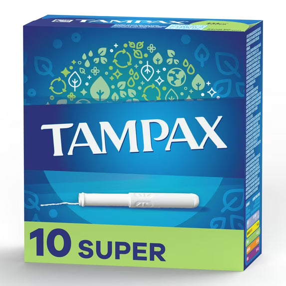 Tampax Cardboard Flushable Tampons, Super Absorbency (10 Count)