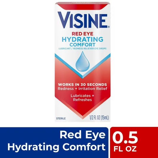 Visine Red Eye Hydrating Comfort Redness Reliever & Lubricant Eye Drops (0.5 fl. oz)