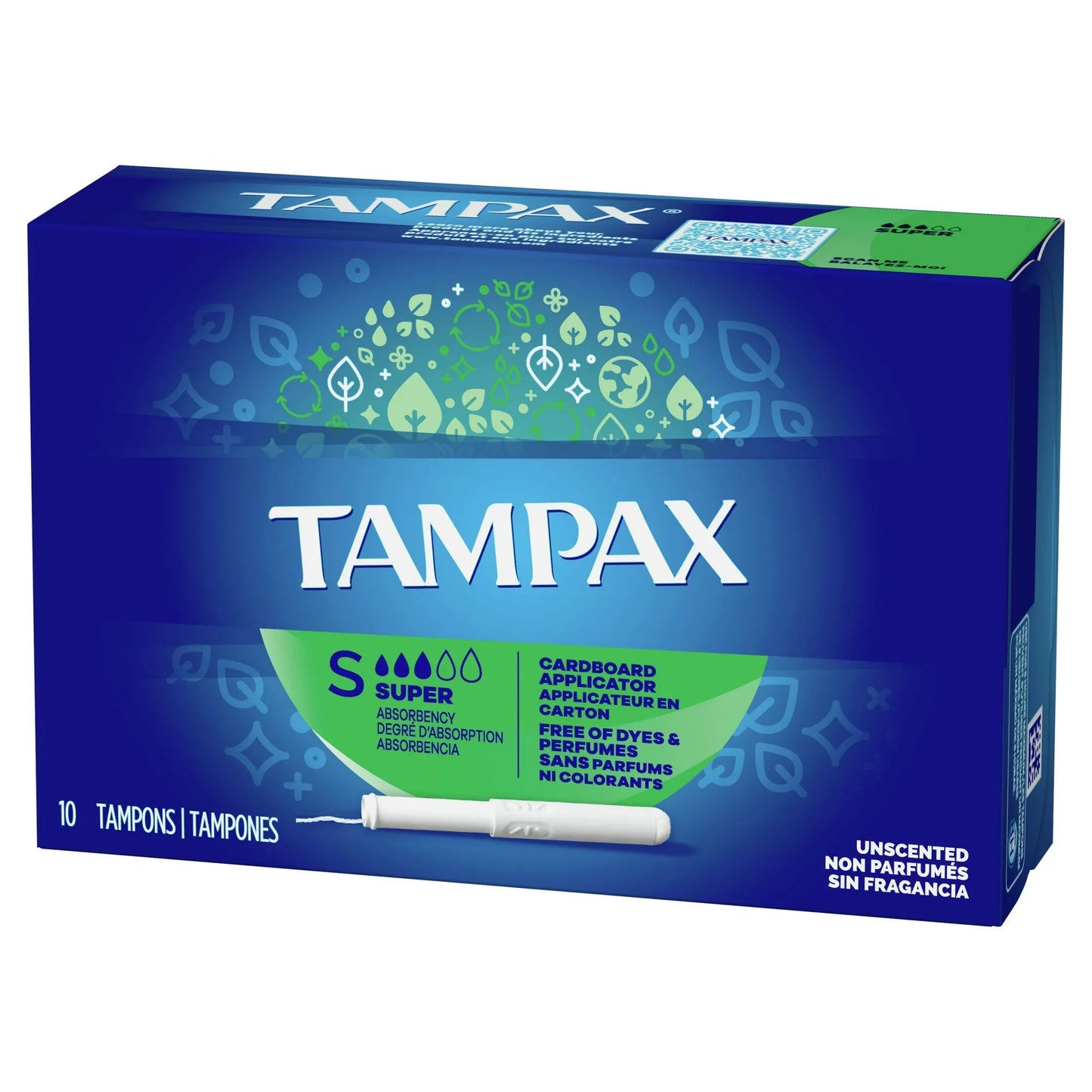 Tampax Cardboard Flushable Tampons, Super Absorbency (10 Count)